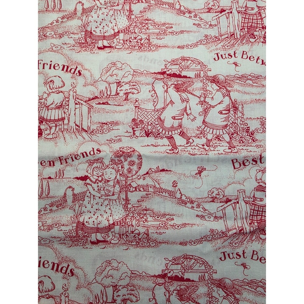VINTAGE MARY ENGELBREIT BY CRANSTON BEST FRIENDS RED 1 1/2 YDS 2003 G12